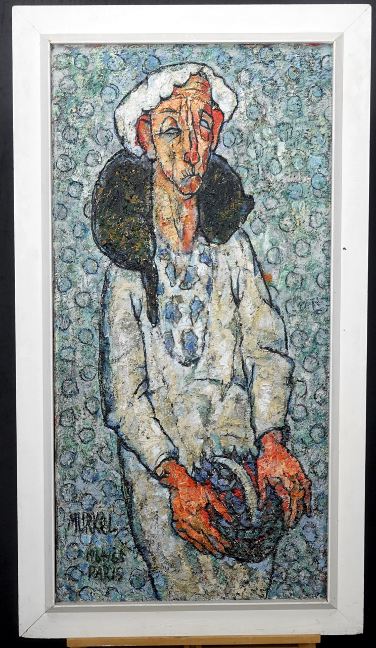 Charlotte „Murkel" Schuberth: Ölgemälde Frau mit Katze, signiert, Paris 1964/65