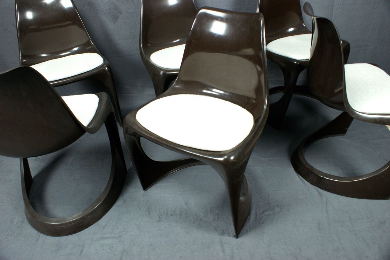 6er-Satz Cado 290 Stühle, Design Steen Østergaard, Kunststoff, Dänemark, 1970er Jahre