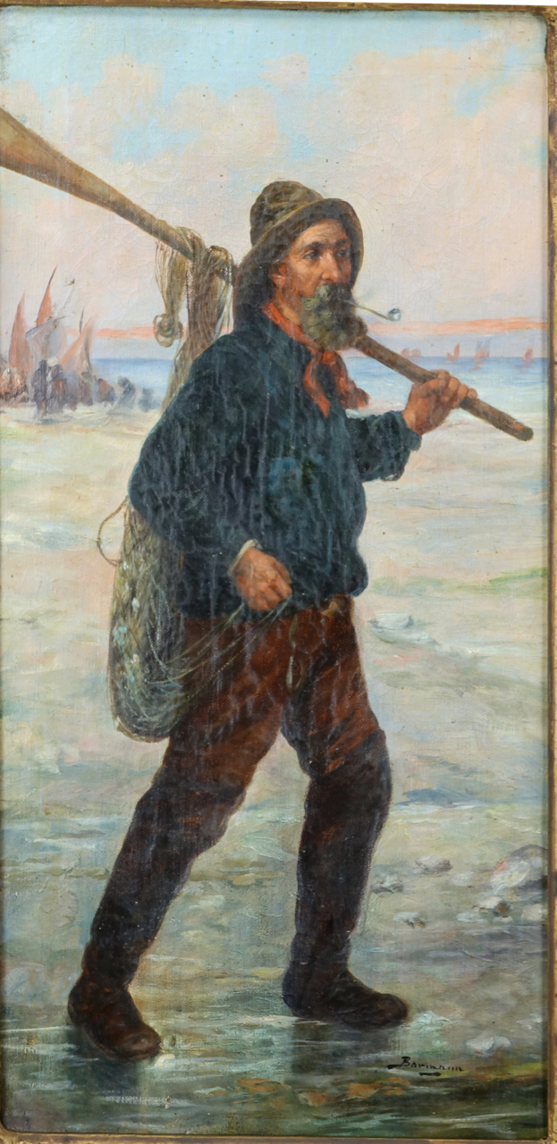 Wilhelm Bormann: Ölgemälde Fischer am Strand, bezeichnet, erste Hälfte 20. Jahrhundert