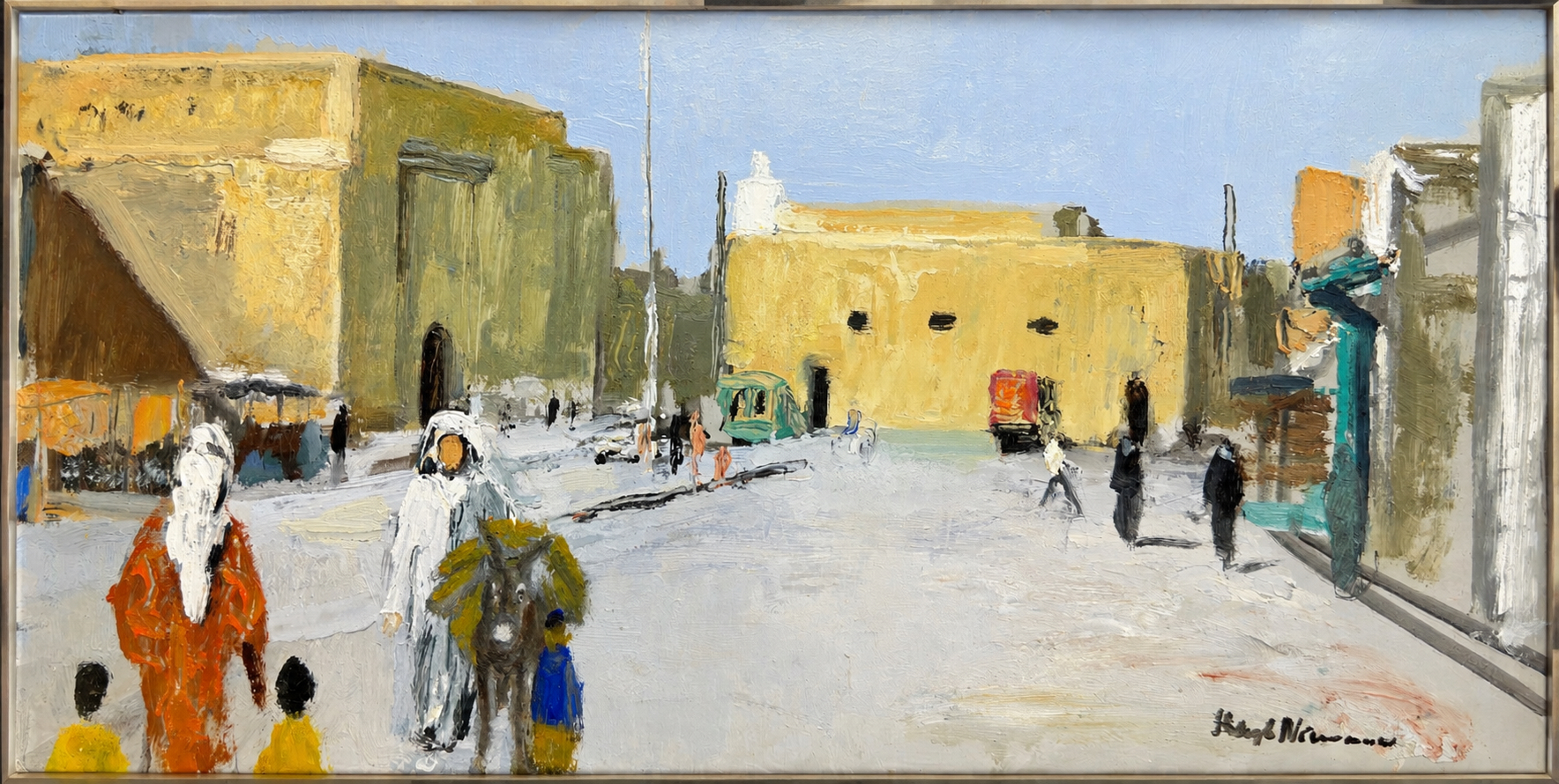 Karl Rudolf Eduard Niemann (1908–1982)-Nordafrikanische Marktszene / Straßenszene in Marokko-Ölgemälde
