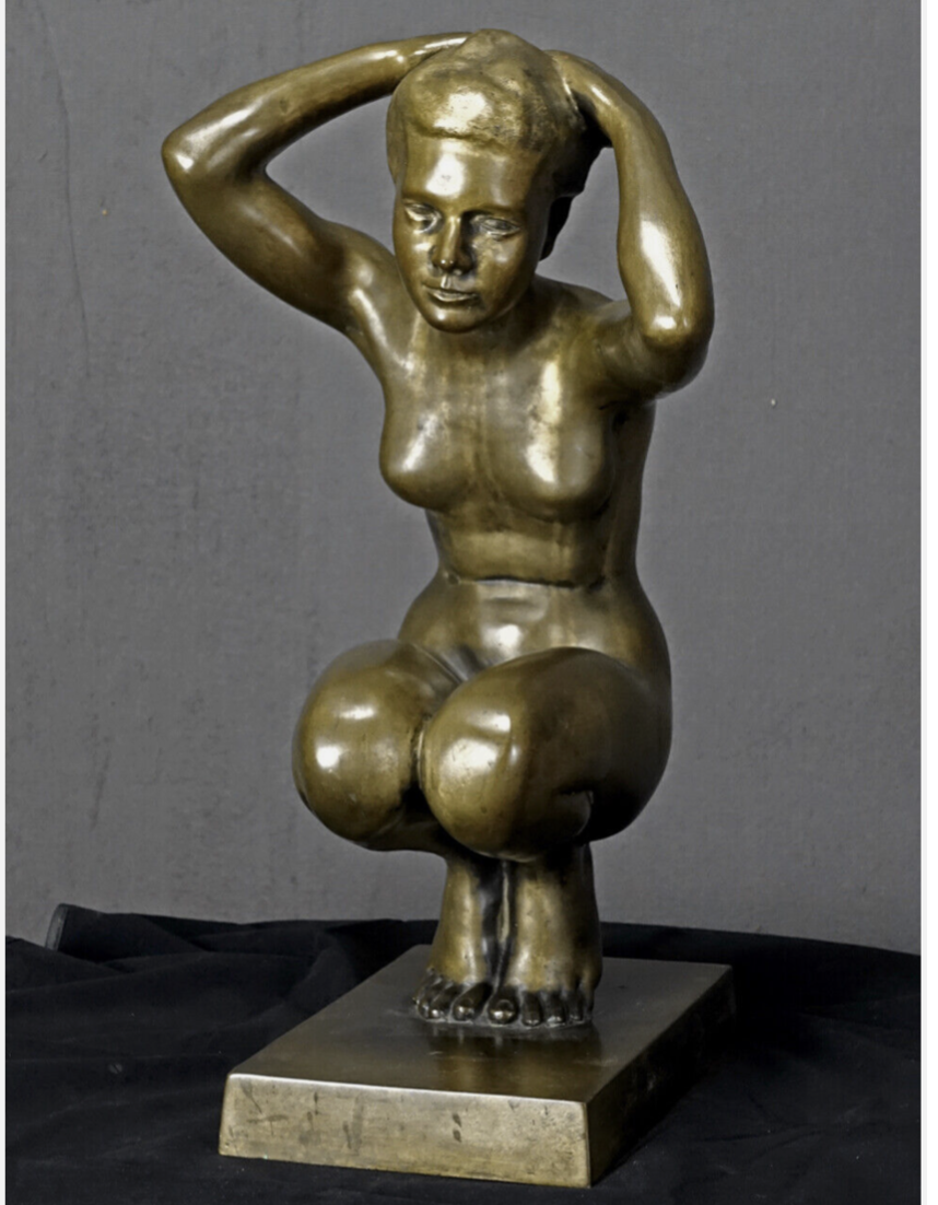 THEODOR EICHLER (1868–1946) Ästhetischer weiblicher Akt – um 1910/20 — Vollbronze (29,3 kg)