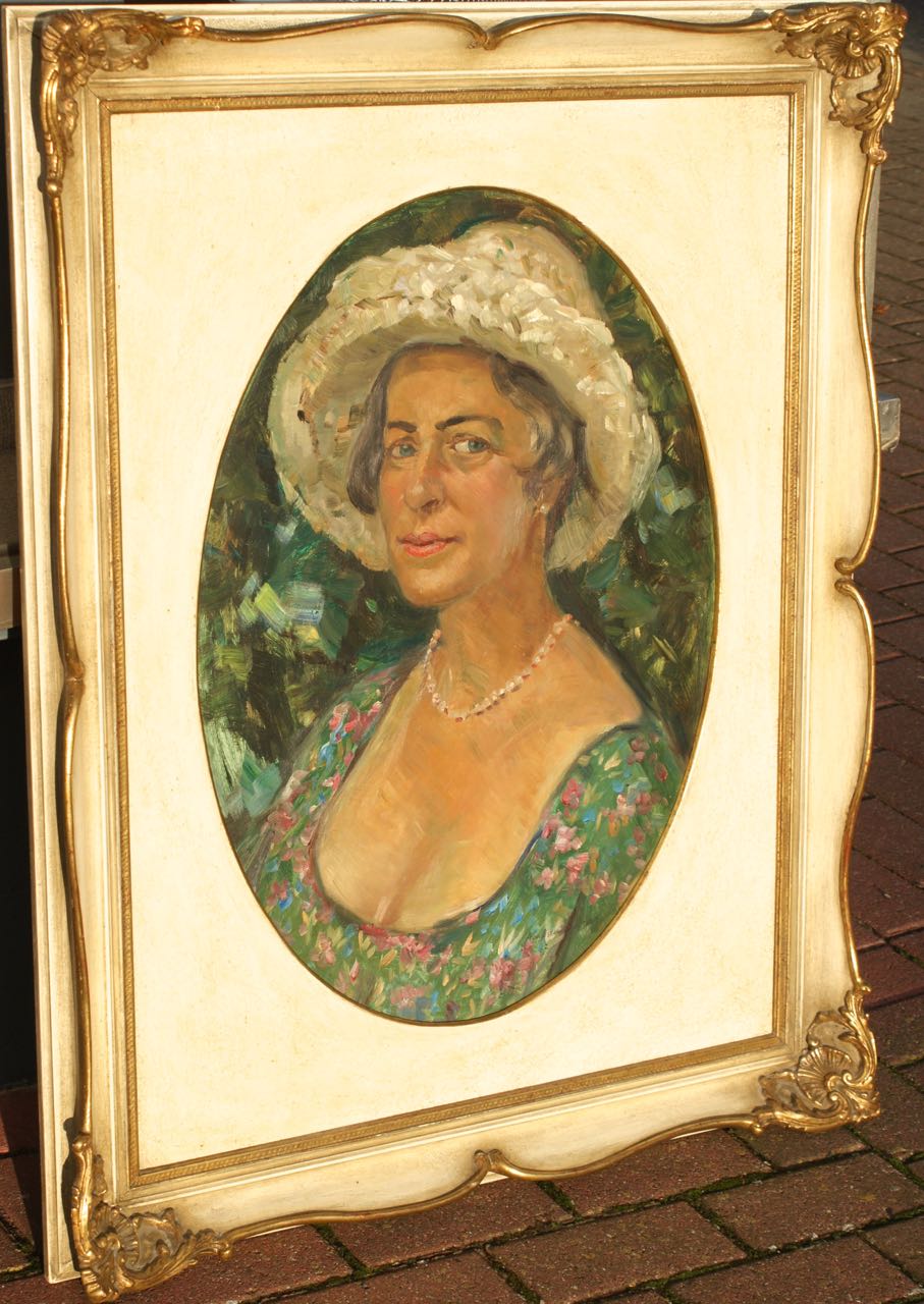 Alexej (Alexander) von Assaulenko: Ölgemälde Dame im Sommerkleid (Katharina), signiert datiert 1967