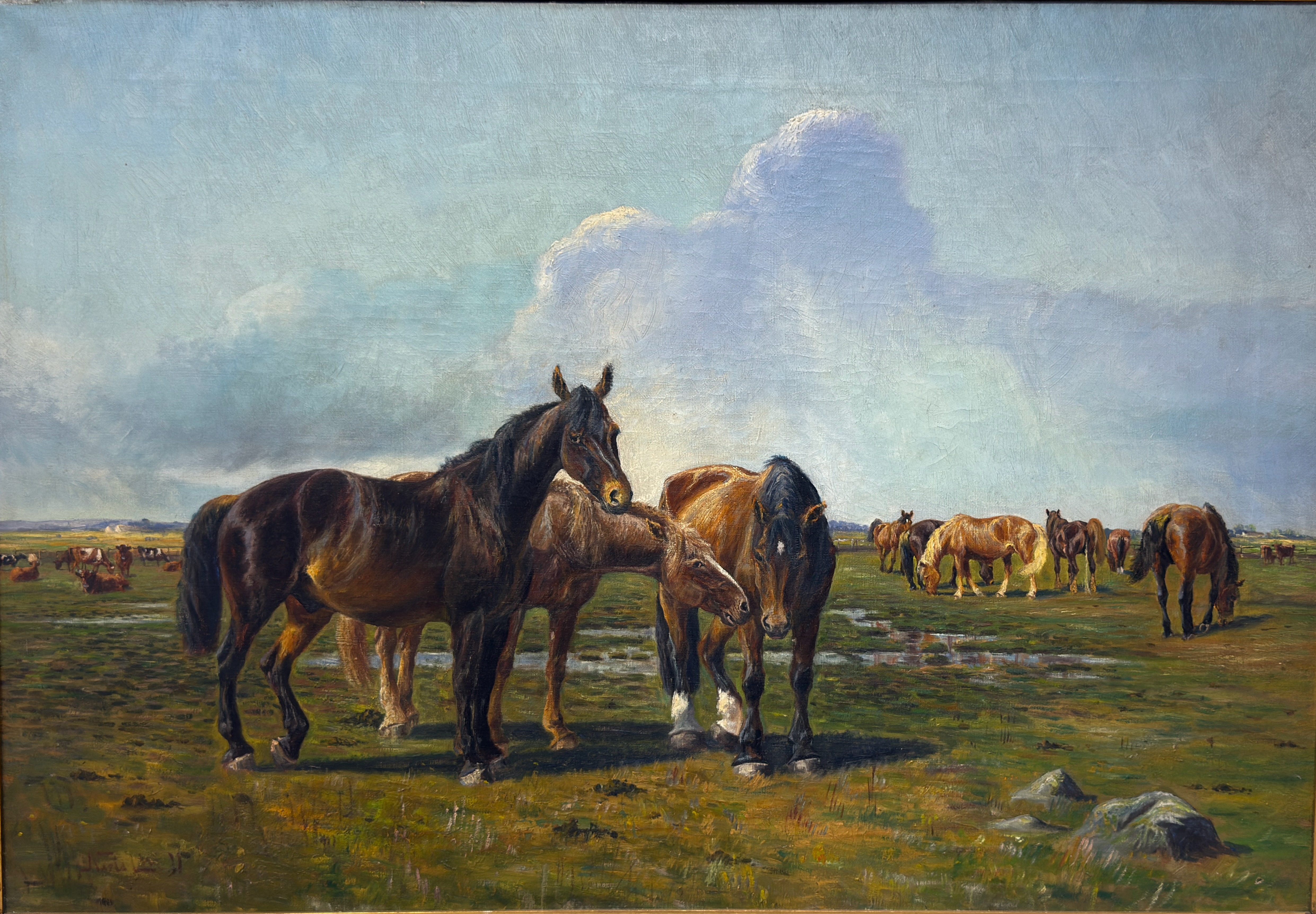 Nils Hans Christiansen (Dänemark, 1850 – 1922)-„Sommertag in der jütländischen Marsch“-Hauptwerk-Ölgemälde