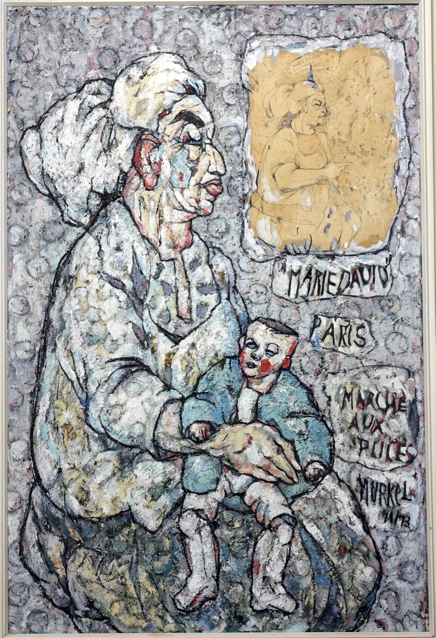 Charlotte „Murkel" Schuberth: Ölgemälde Marie David, Marché aux Puces, signiert datiert, Paris 1971/73