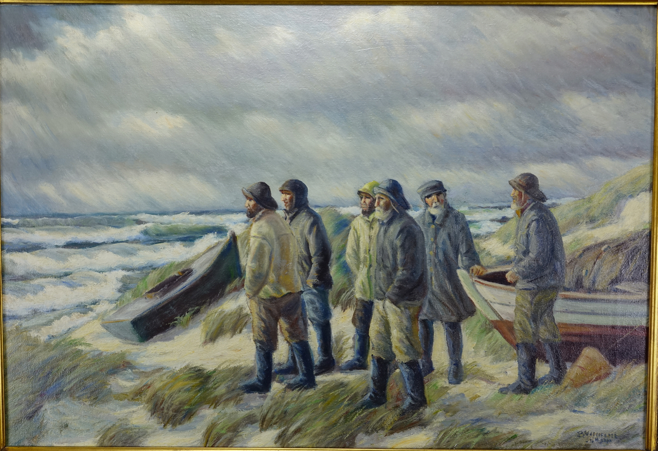Emil Janus Weinreich: Ölgemälde Die Fischer von Skagen, signiert, erste Hälfte 20. Jahrhundert