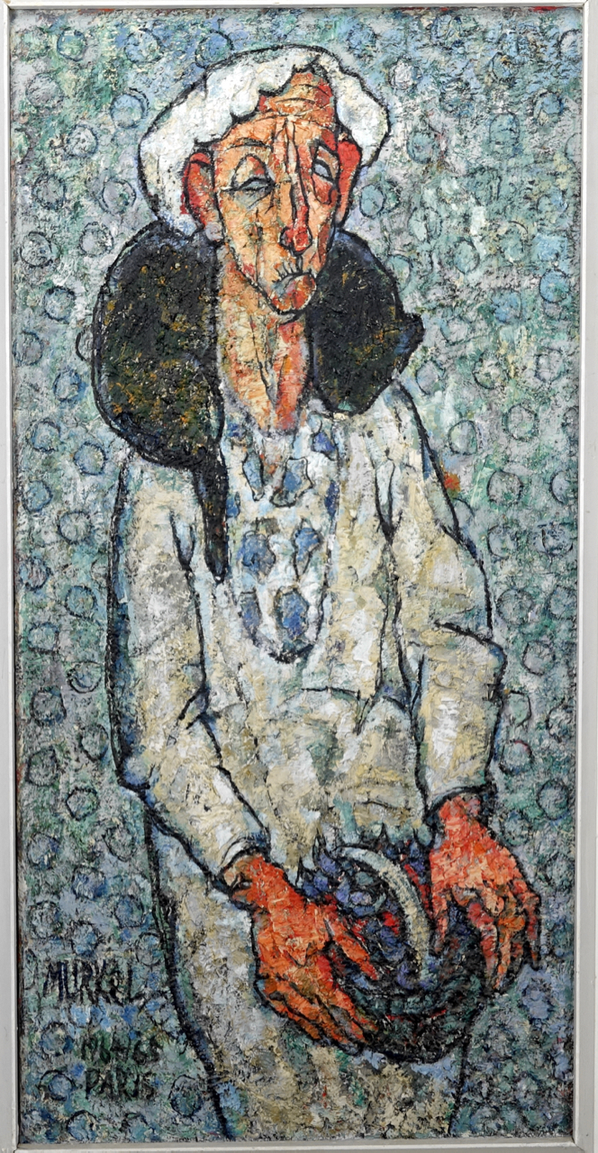Charlotte „Murkel" Schuberth: Ölgemälde Frau mit Katze, signiert, Paris 1964/65