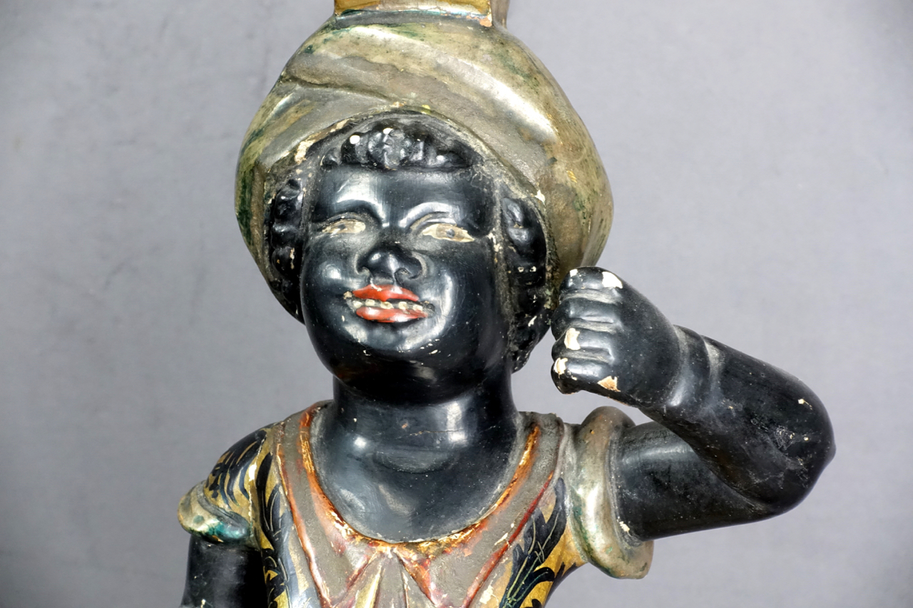 Venezianischer Blackamoor-Beistelltisch, gefasstes Holz, Italien, um 1860