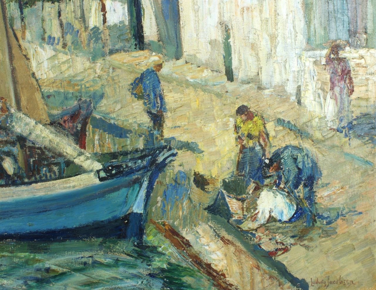 Ludvig Jacobsen: Ölgemälde Puerto de Sóller, Mallorca, signiert, erste Hälfte 20. Jahrhundert