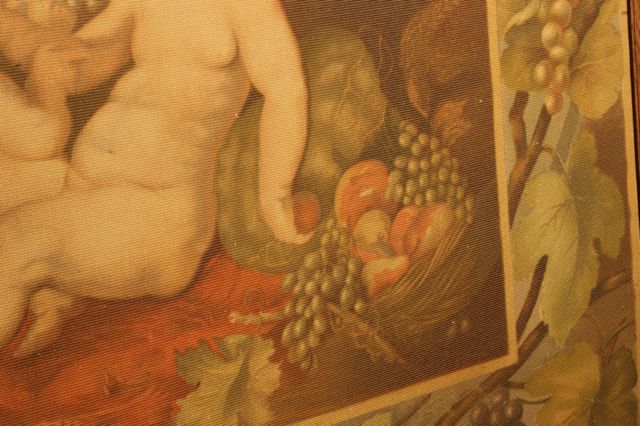 Gobelinartiges Wandbild nach Rubens: Putten mit Früchten und Weinlaub, Dresden, um 1920