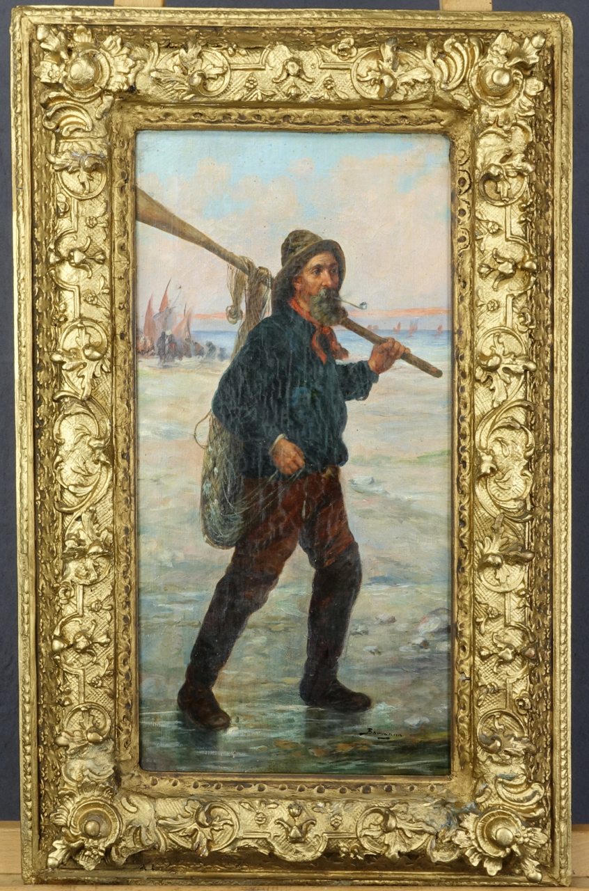 Wilhelm Bormann: Ölgemälde Fischer am Strand, bezeichnet, erste Hälfte 20. Jahrhundert