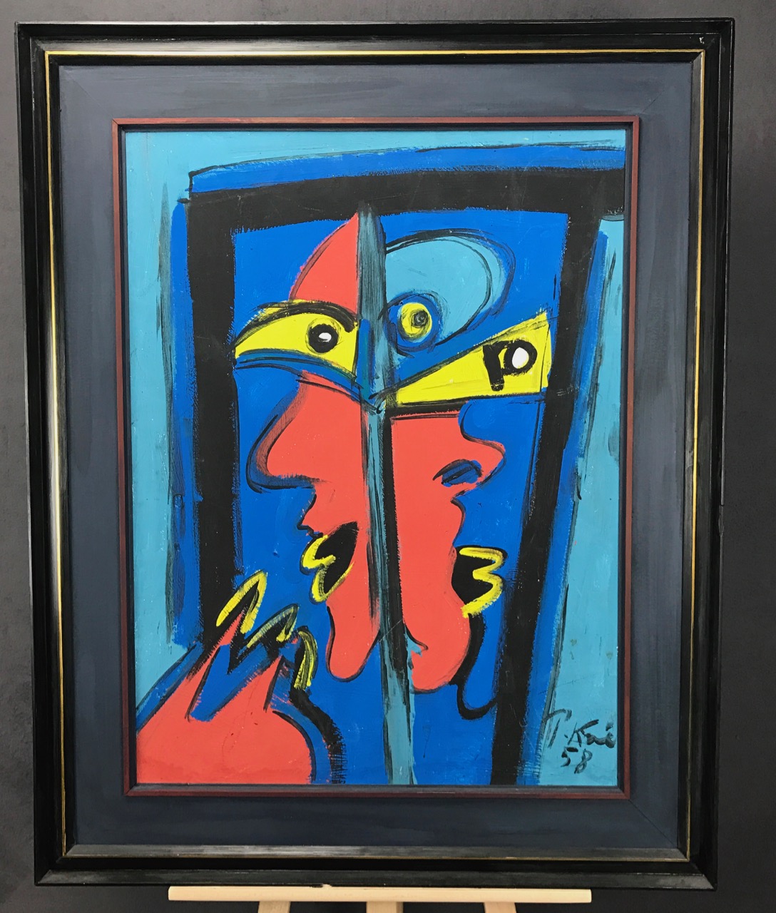 Peter Robert Keil: Ölgemälde Doppelportrait, signiert datiert, Expressionismus, 1958