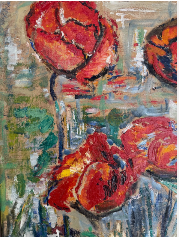 Stanisław Borysowski: Ölgemälde Rote Mohnblumen, signiert, um 1950/1960