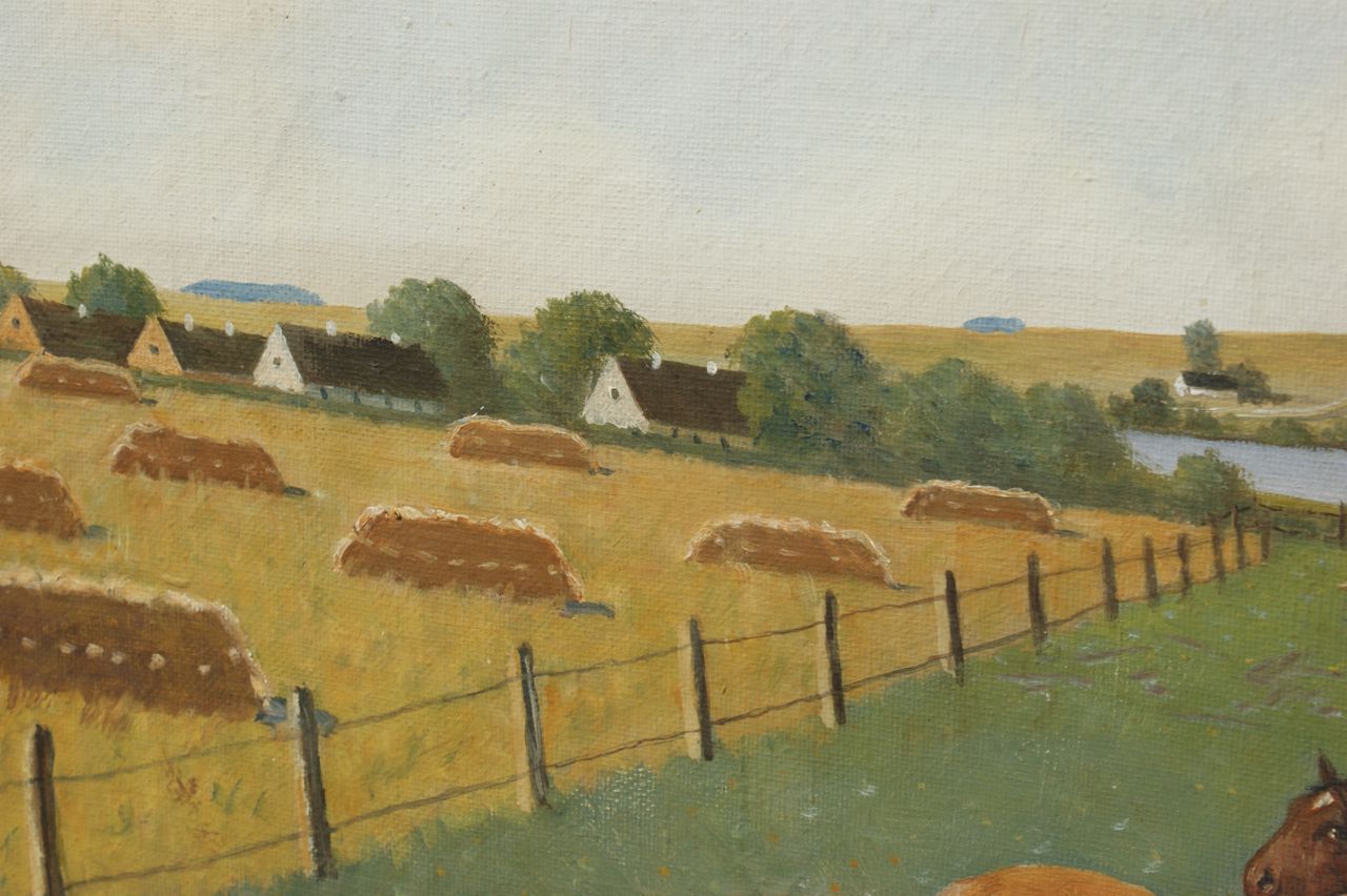 Albert Petersen: Ölgemälde Pferde auf der Sommerweide, erste Hälfte 20. Jahrhundert
