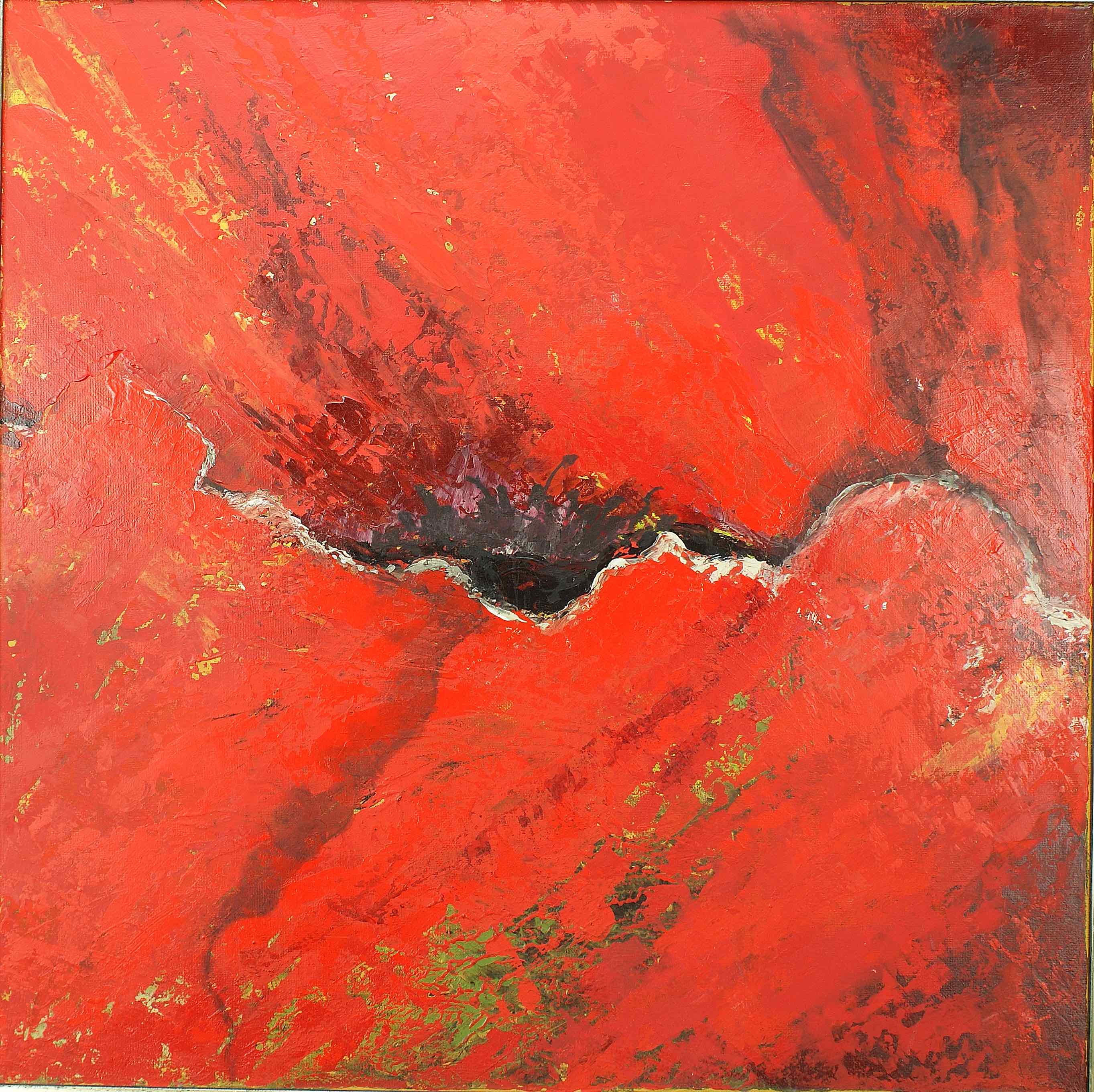 Barbara Bülow-Rosin: Ölgemälde Rot, signiert, zeitgenössisch