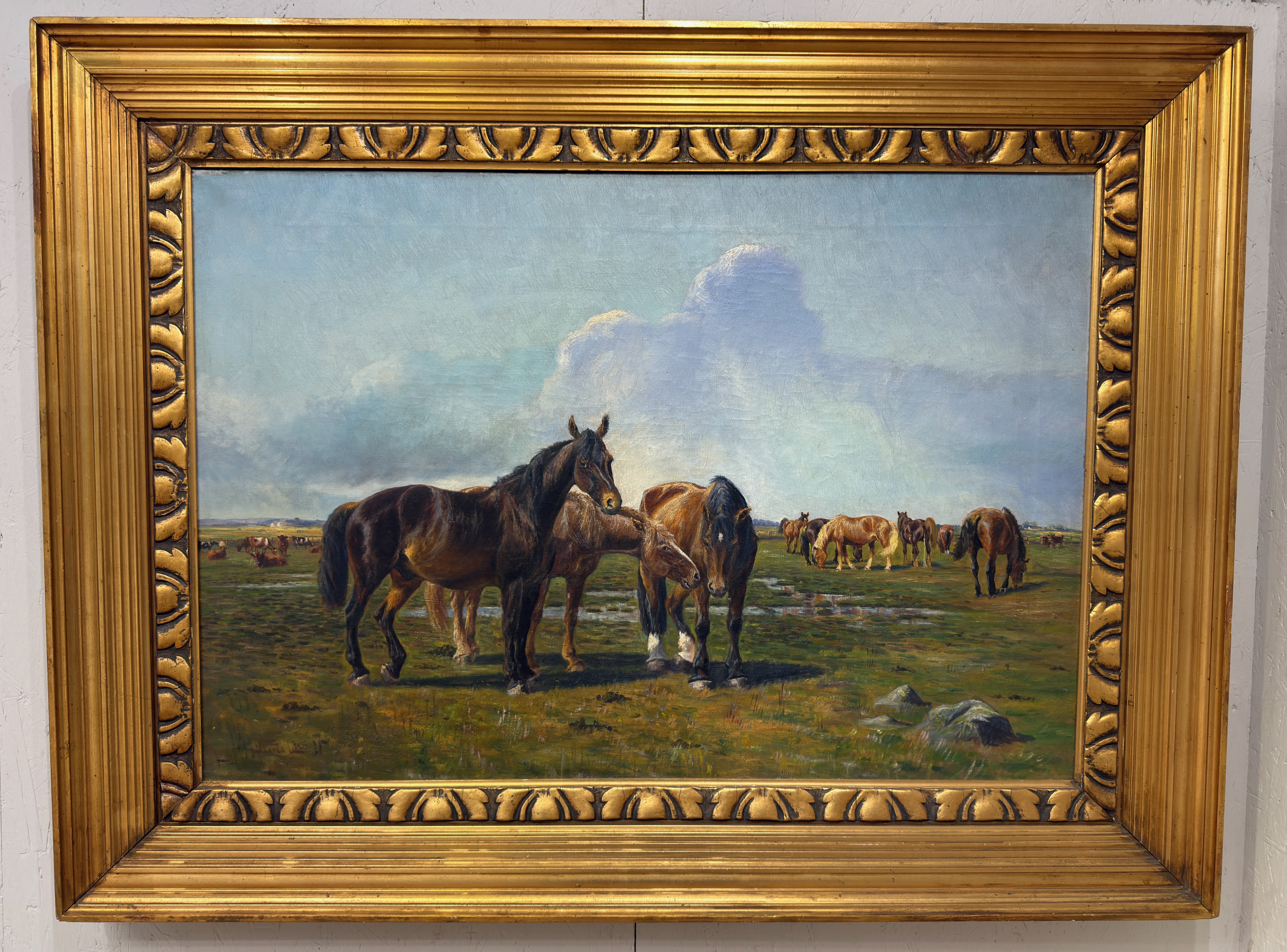 Nils Hans Christiansen (Dänemark, 1850 – 1922)-„Sommertag in der jütländischen Marsch“-Hauptwerk-Ölgemälde