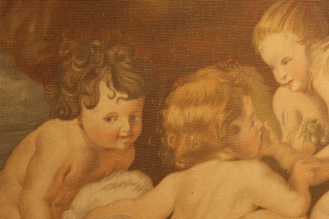 Gobelinartiges Wandbild nach Rubens: Putten mit Früchten und Weinlaub, Dresden, um 1920