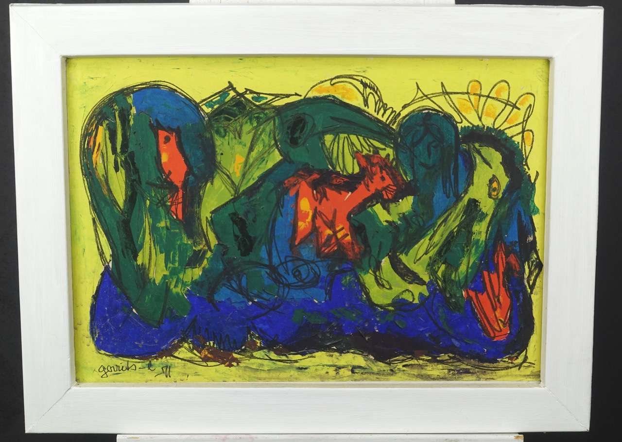 Bent Gorits Larsen: Ölgemälde Om en underlig smerte indeni, signiert datiert, 1971