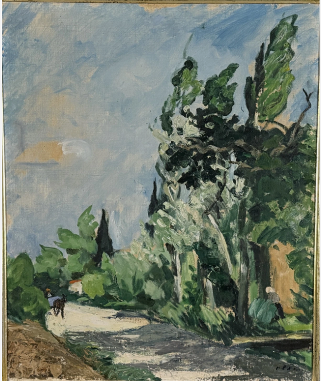 Hans Olde: Ölgemälde Straße mit Bäumen bei Orange, signiert datiert, 1926