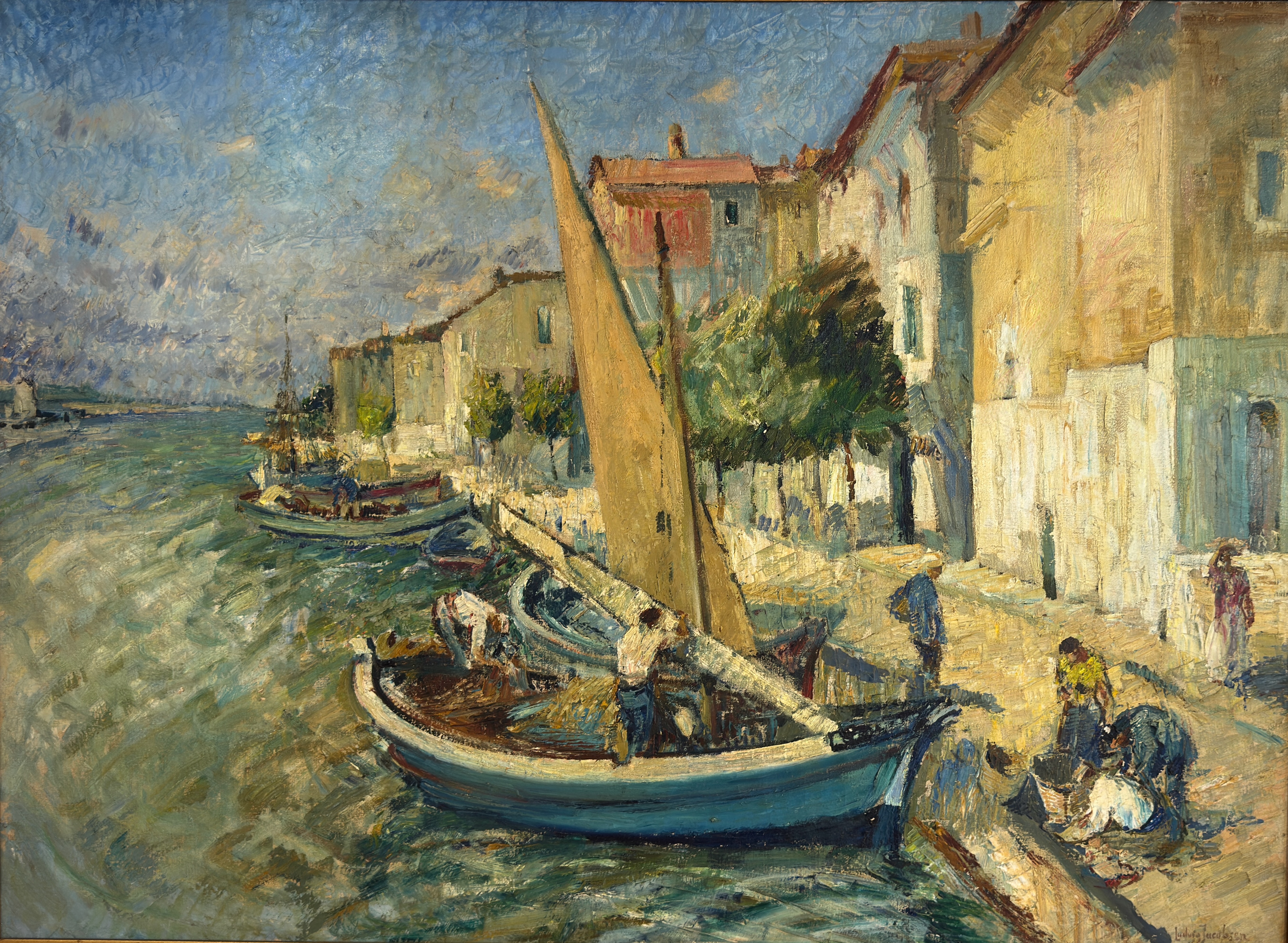 Ludvig Jacobsen: Ölgemälde Puerto de Sóller, Mallorca, signiert, erste Hälfte 20. Jahrhundert