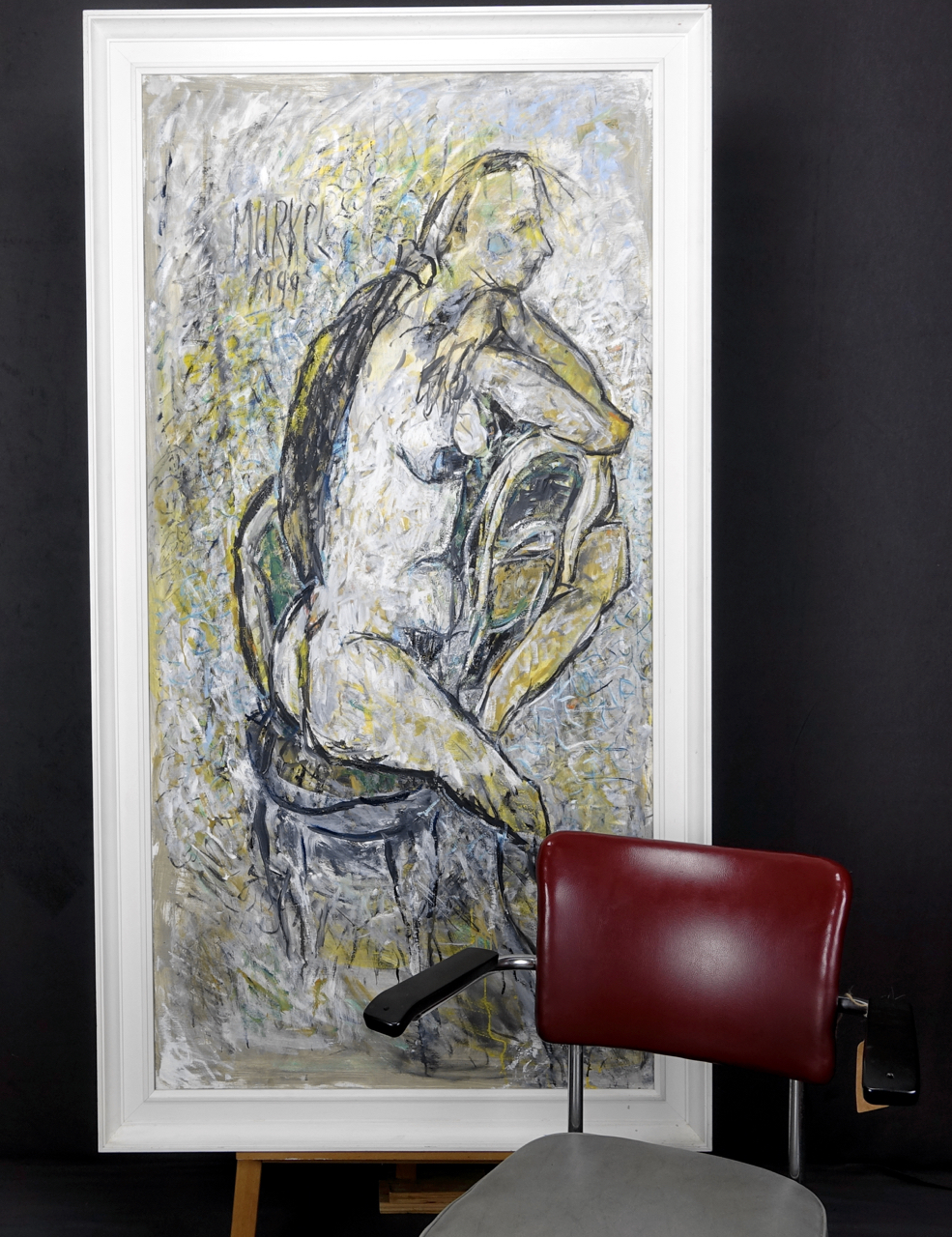 Charlotte „Murkel" Schuberth: Ölgemälde Seitlich sitzender Frauenakt, signiert datiert, 1999