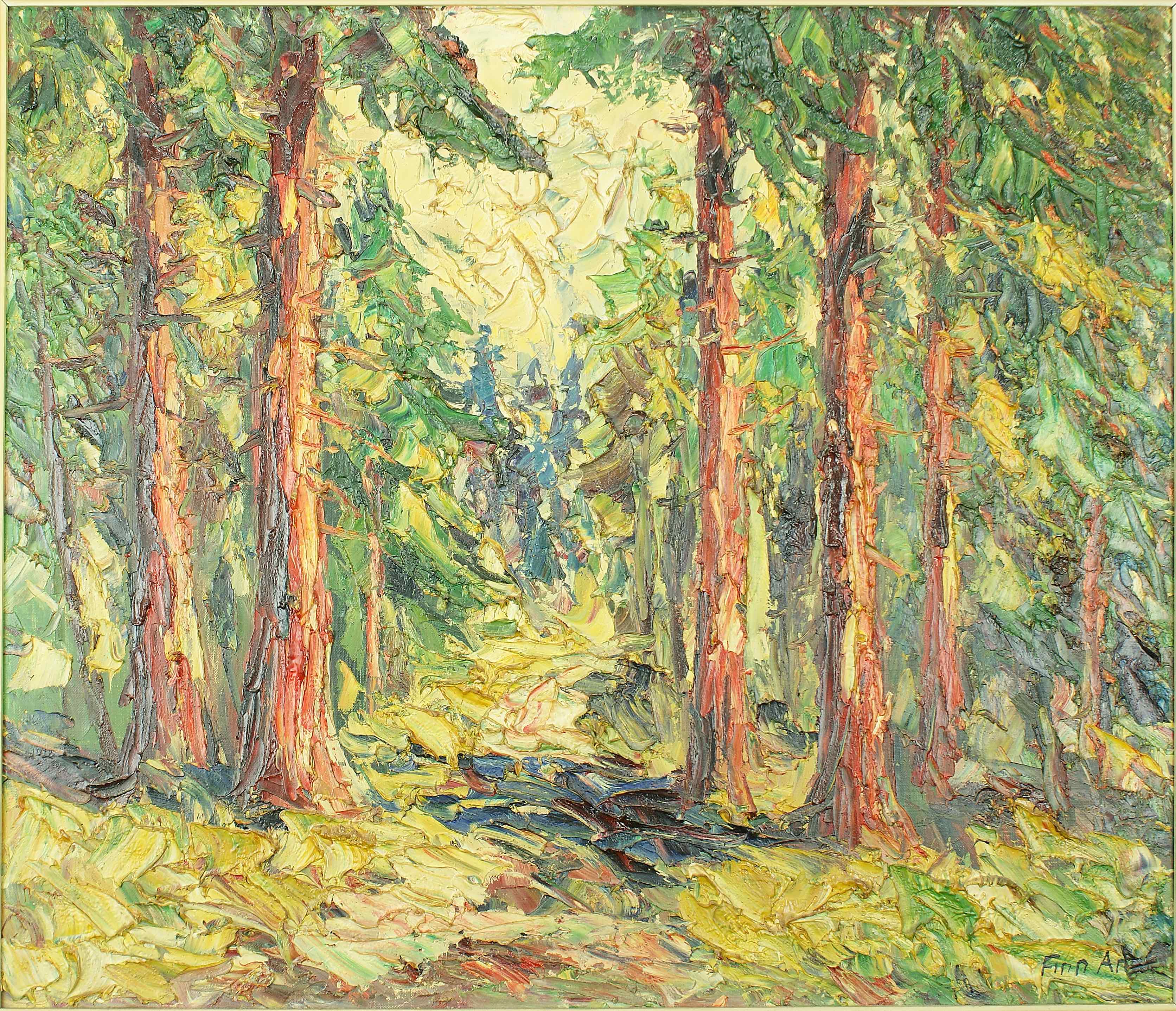 Finn Andersen: Ölgemälde Waldweg, signiert, Expressionismus, erste Hälfte 20. Jahrhundert
