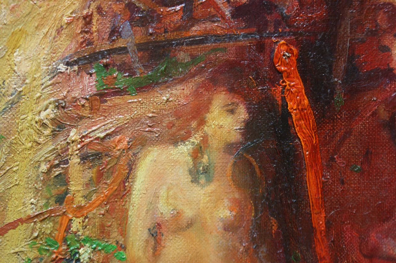 Krzysztof Krzywiński: Ölgemälde Wyspa Karmazynowego Króla, signiert datiert, 1990