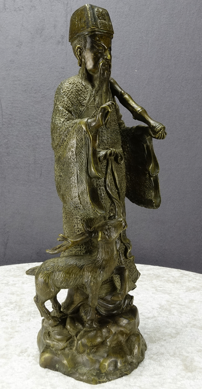 Bronze-Skulptur Chinesischer Würdenträger, gegossen, 19. Jahrhundert