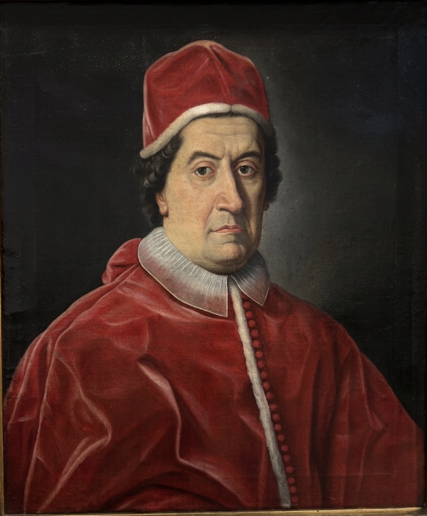 Porträt eines hochrangigen Geistlichen (Kardinal oder Papst in inoffiziellem Ornat)-Römische Schule (Scuola Romana — fine XVIII - inizio XIX sec.)