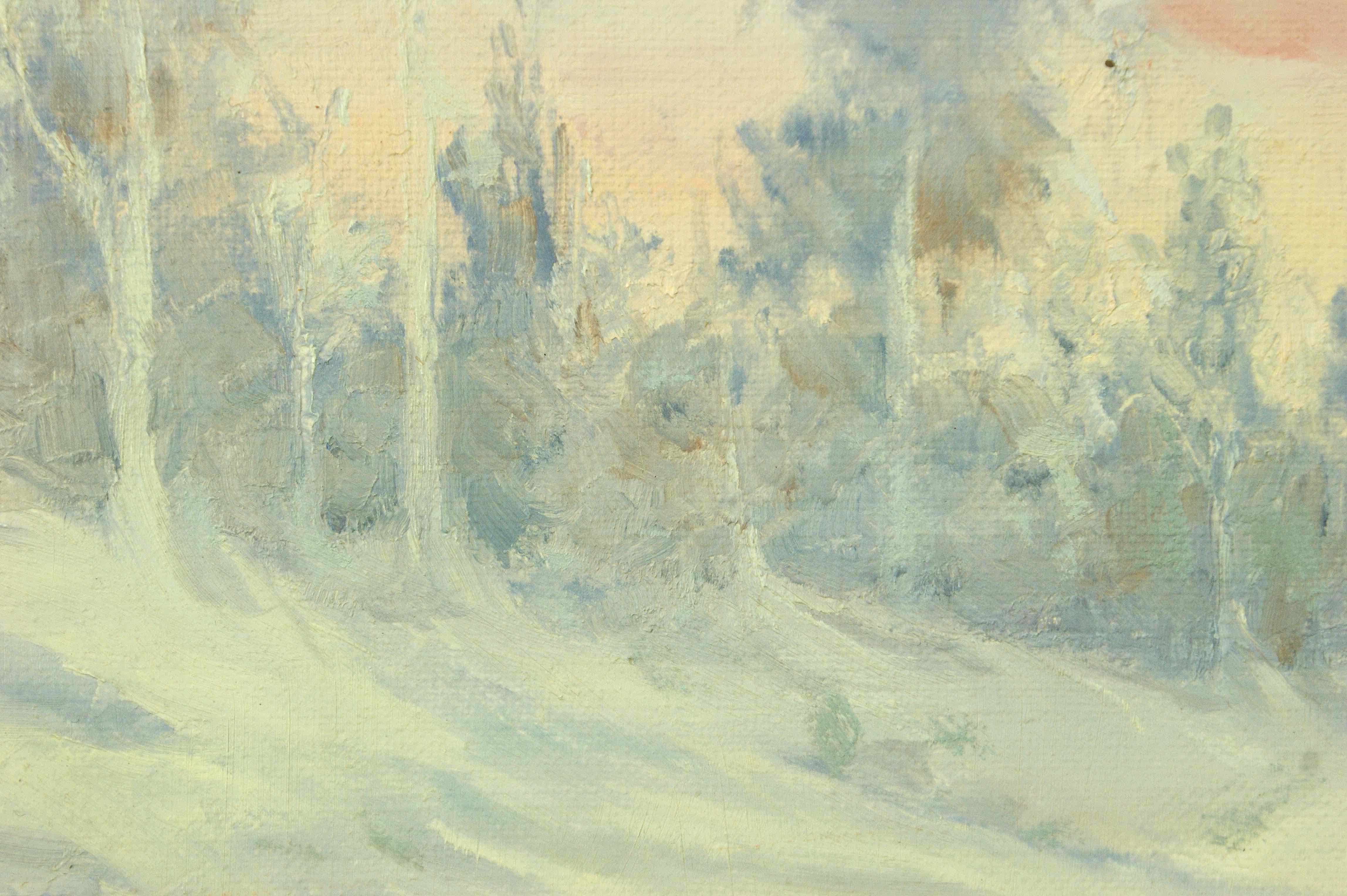 Hans Moos Sillesen: Ölgemälde Winterlandschaft, bezeichnet, 1970er/1980er Jahre