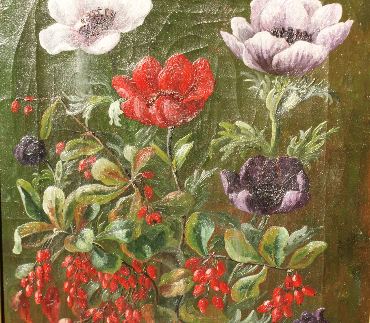Anonymer Meister: Ölgemälde Blumenstillleben, 19. Jahrhundert