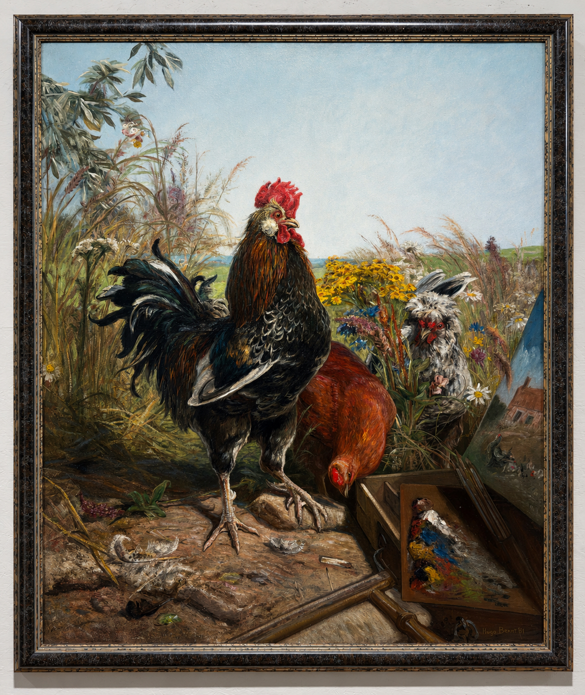 HENRI ARTHUR BONNEFOY (1839-1917)-HAUPTWERK-Les Poules – Scène de basse-cour-