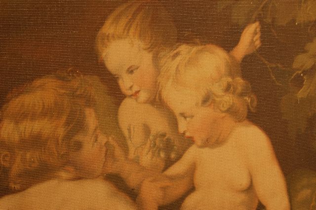 Gobelinartiges Wandbild nach Rubens: Putten mit Früchten und Weinlaub, Dresden, um 1920