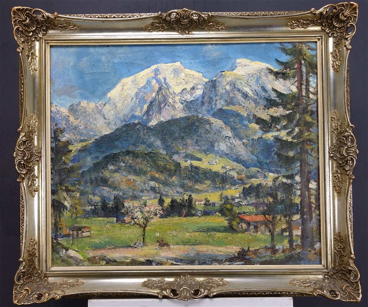 Friedrich Ludwig: Ölgemälde Bergpanorama des Hohen Gölls und des Hohen Bretts, signiert, Expressionismus, erste Hälfte 20. Jahrhundert