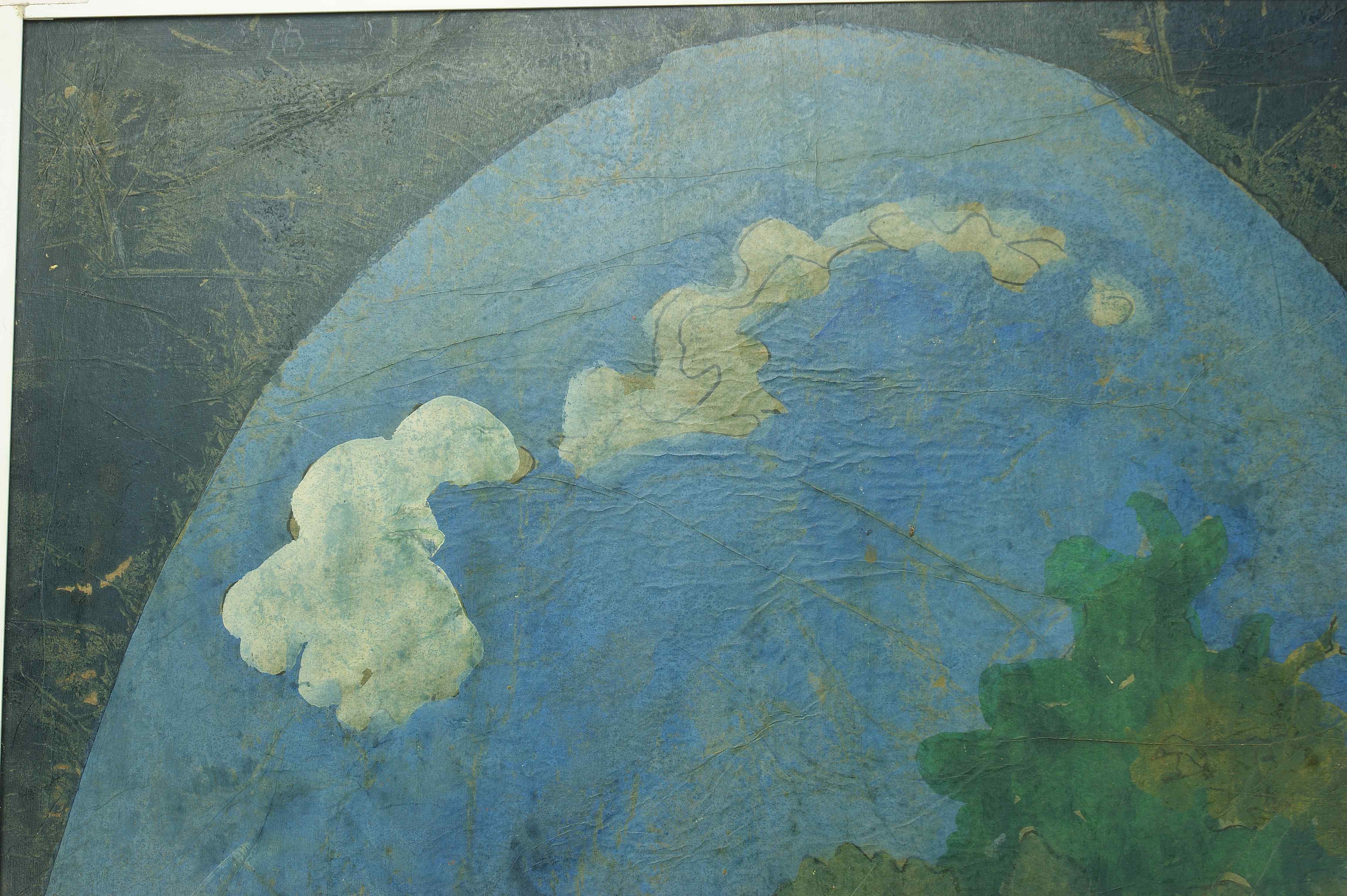 Clifford Wright: Gemälde Figurenpaar in ovaler Landschaft, Mischtechnik, 20. Jahrhundert