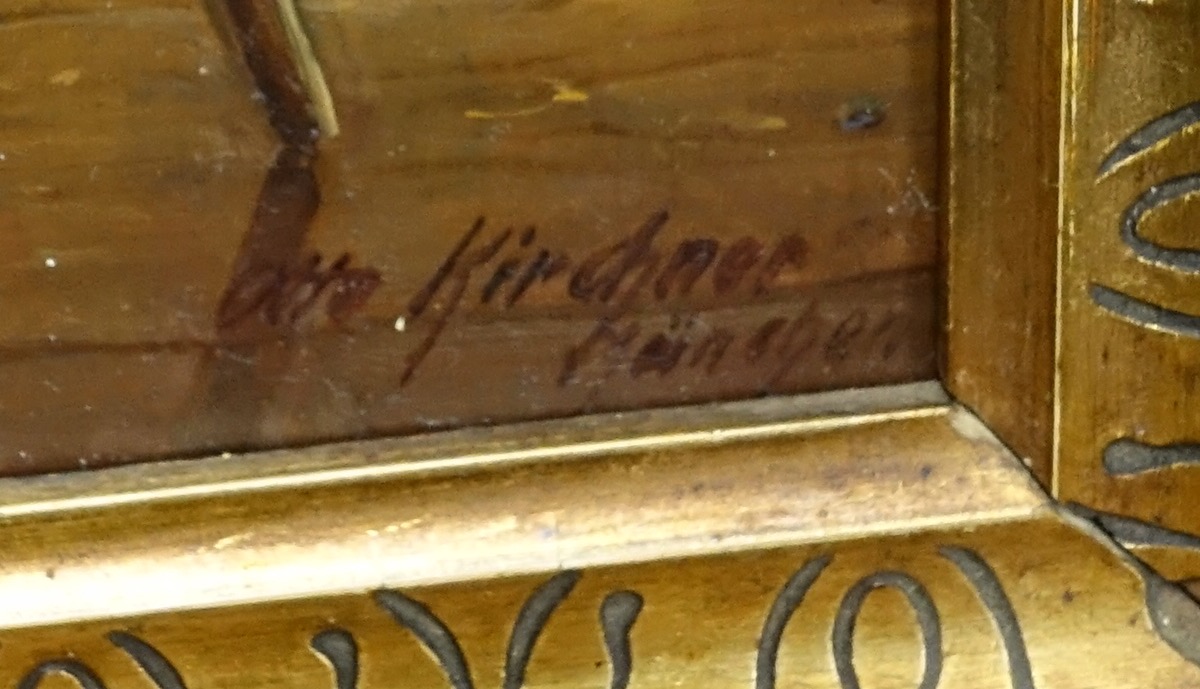 Otto Kirchner: Ölgemälde-Miniatur Der Holzschnitzer, signiert, erste Hälfte 20. Jahrhundert