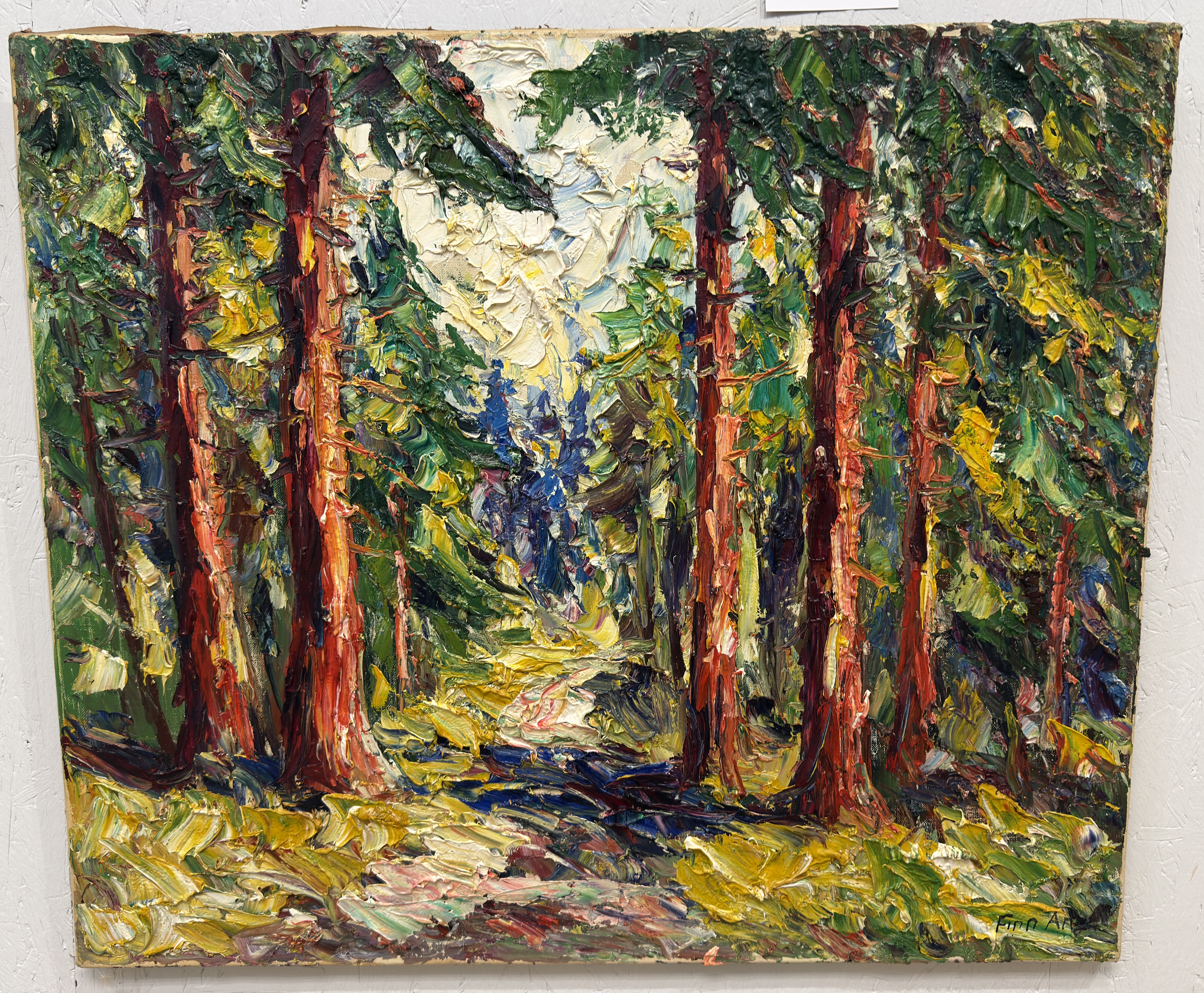 Finn Andersen: Ölgemälde Waldweg, signiert, Expressionismus, erste Hälfte 20. Jahrhundert