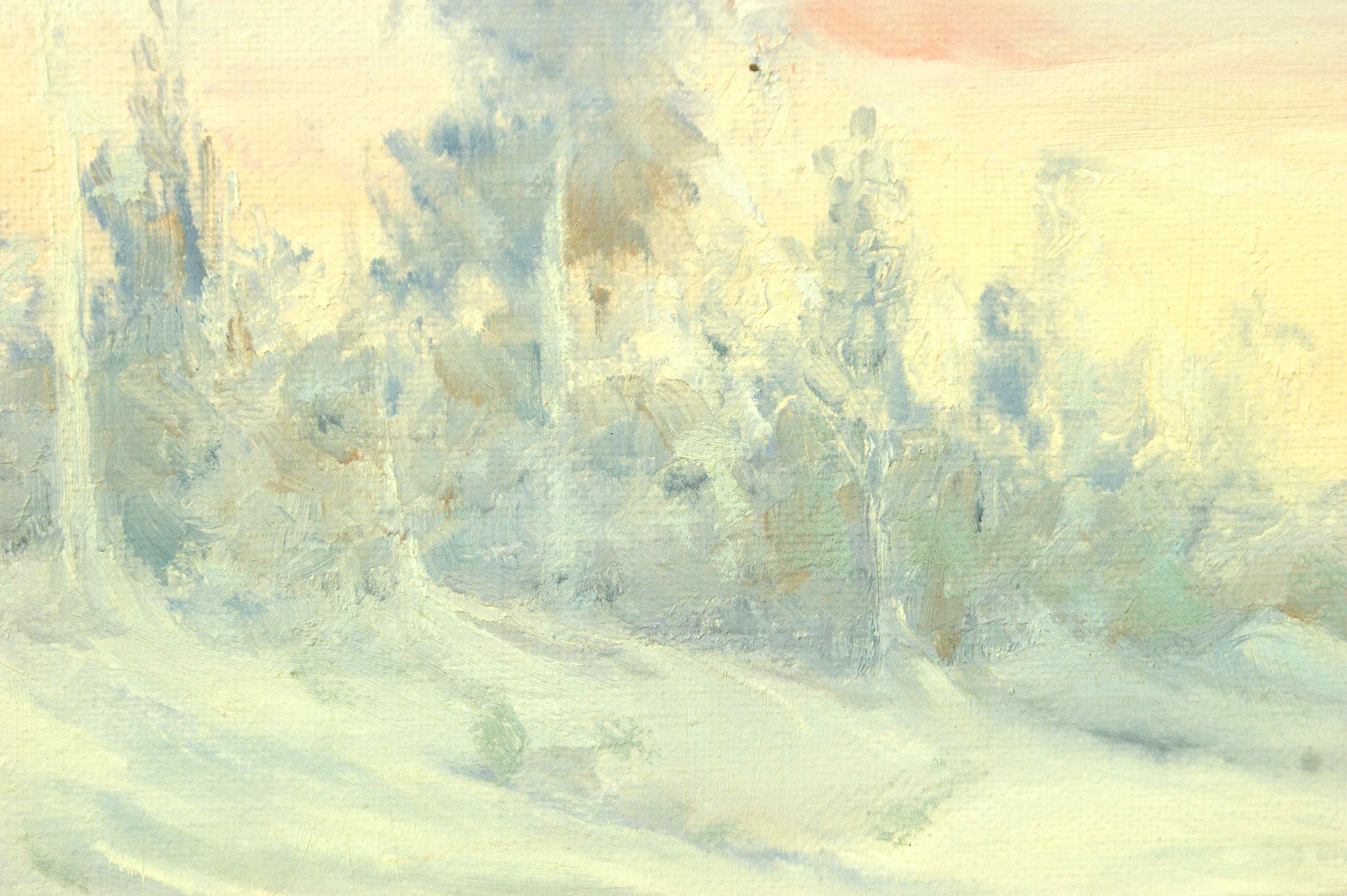 Hans Moos Sillesen: Ölgemälde Winterlandschaft, bezeichnet, 1970er/1980er Jahre