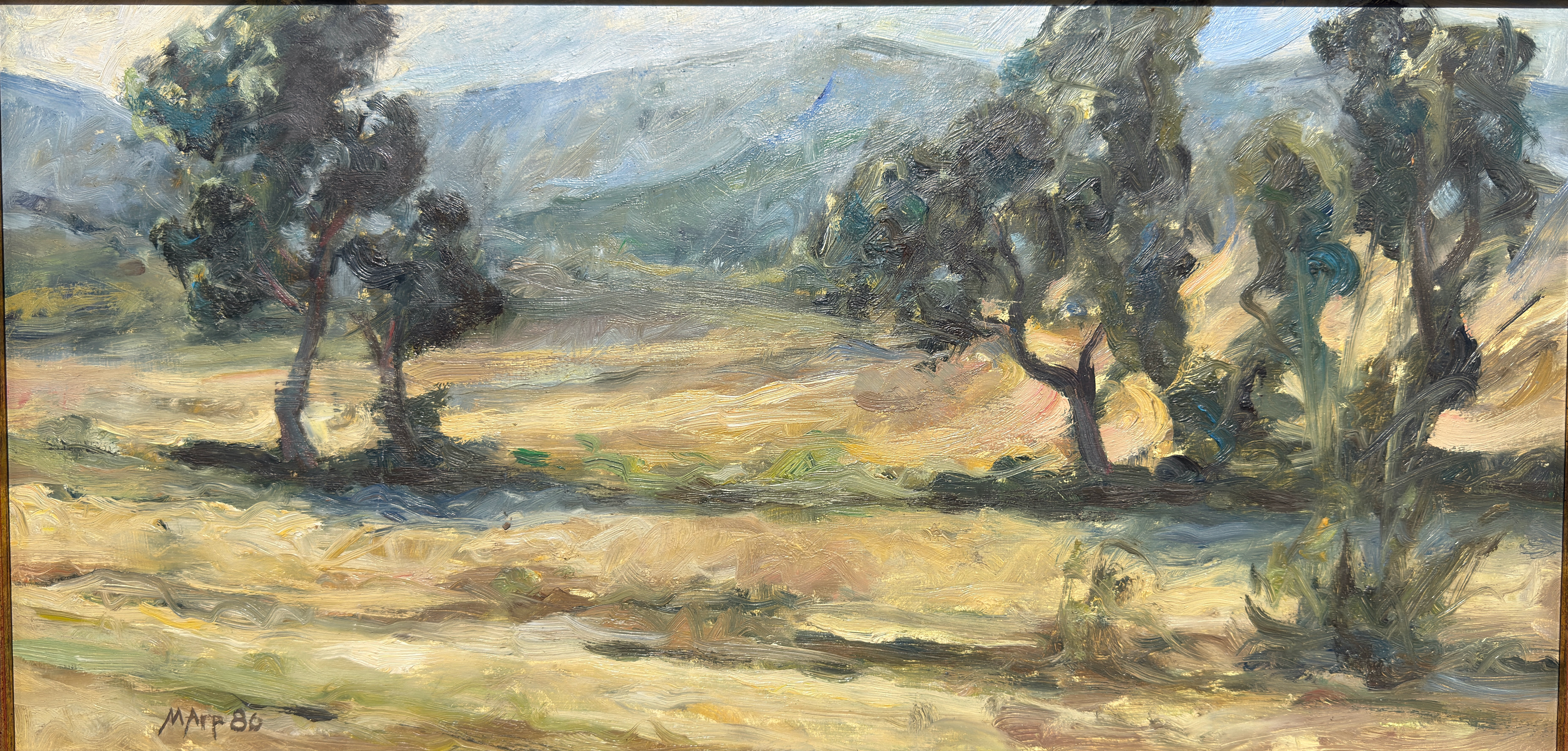 Michael Arp(1955-2013)-Landschaft bei San Vincenzo (Toskana)-Ölgemälde