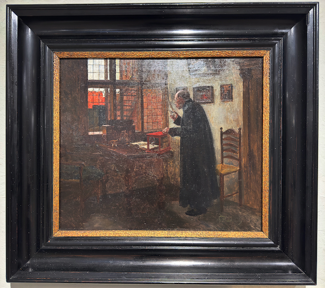 Franz Ludwig Kiederich: Ölgemälde Der Lehrer, signiert, Düsseldorfer Schule, erste Hälfte 20. Jahrhundert