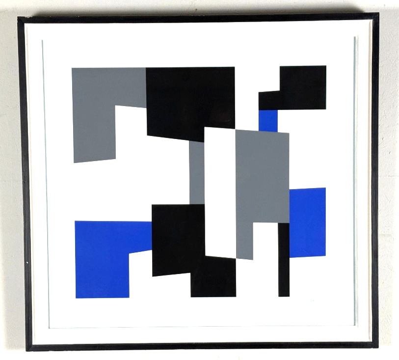 Yaacov Agam: Farbsiebdruck Blue Five, Kinetische Komposition, bezeichnet, Op Art, 1976