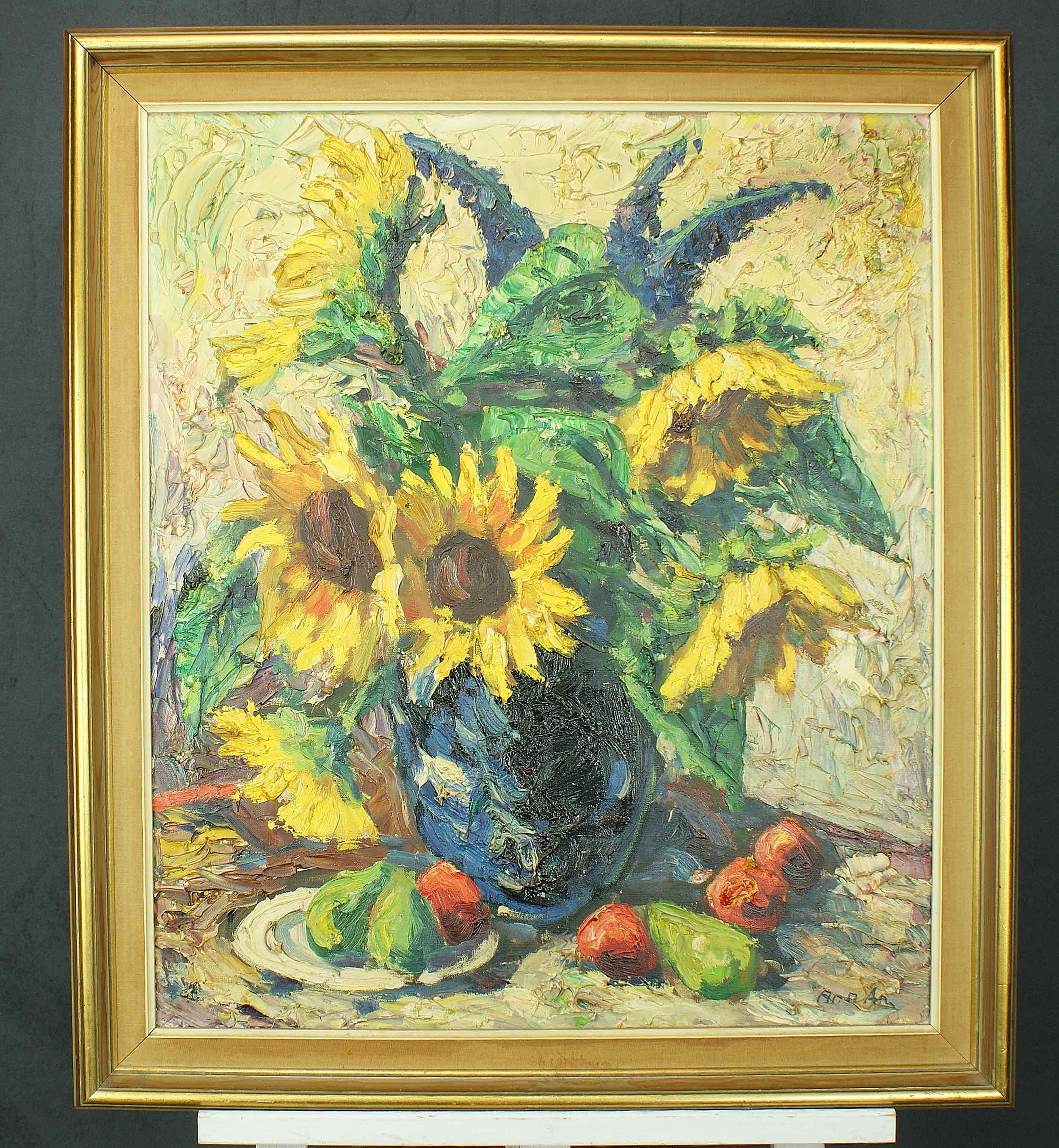 Finn Andersen: Ölgemälde Sonnenblumen, signiert, Expressionismus, erste Hälfte 20. Jahrhundert