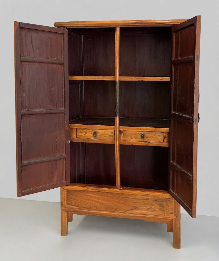 圓 角 櫃 — Y u á n j i ǎ o G u ì -Chinesischer Konischer Kabinettschrank Rundeck-Kabinett um 1800