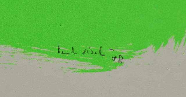 Henk Visch: Zeichnung Hexe in Giftgrün, signiert datiert, 1988