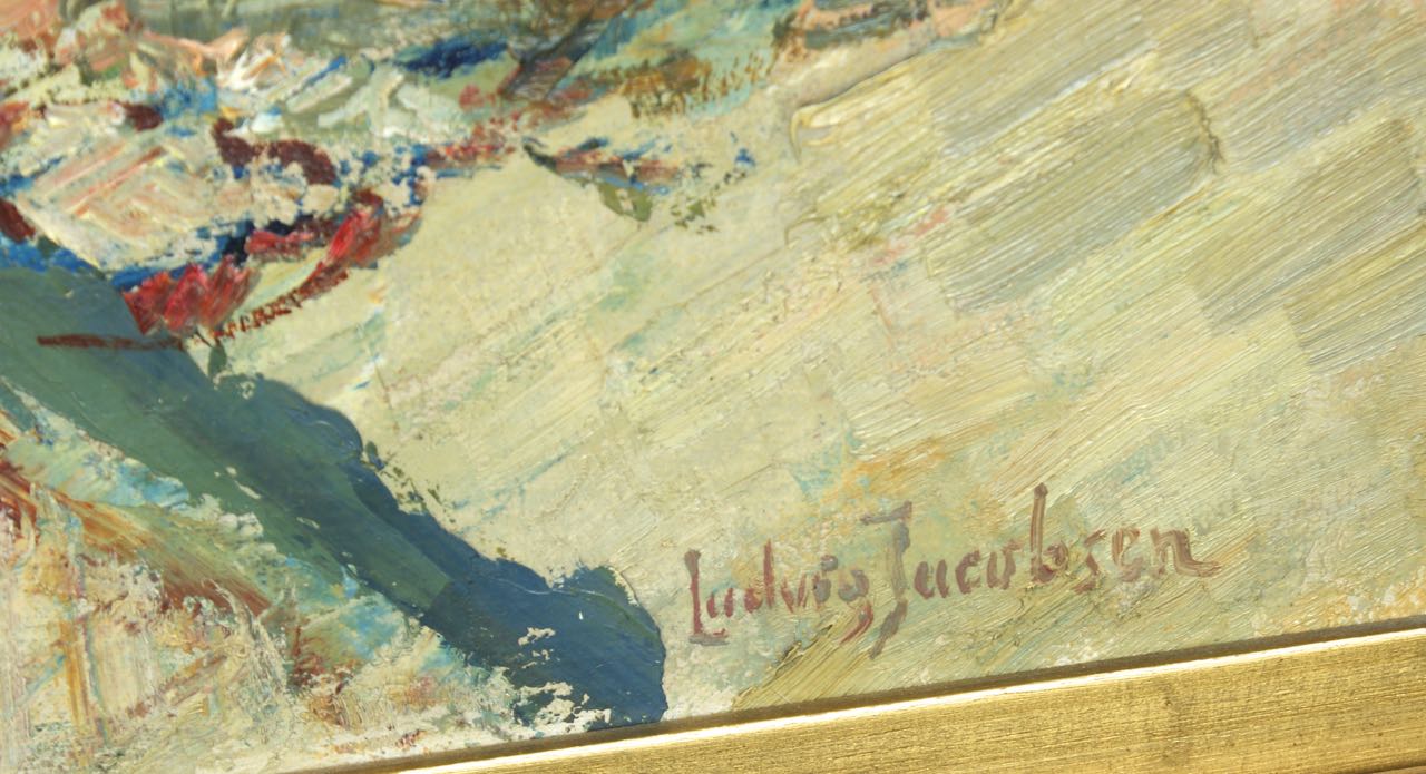 Ludvig Jacobsen: Ölgemälde Puerto de Sóller, Mallorca, signiert, erste Hälfte 20. Jahrhundert