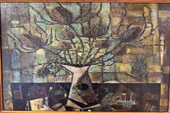 Hans Paukstadt: Ölgemälde Disteln, signiert, 1962