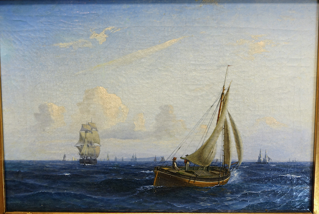 Carl Julius Emil Olsen: Ölgemälde Segler auf hoher See, 19. Jahrhundert