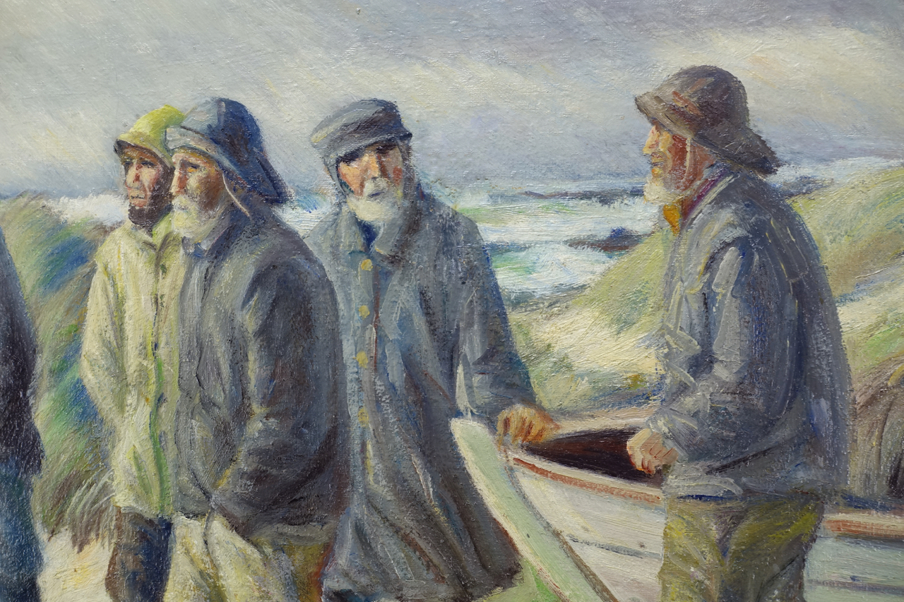 Emil Janus Weinreich: Ölgemälde Die Fischer von Skagen, signiert, erste Hälfte 20. Jahrhundert