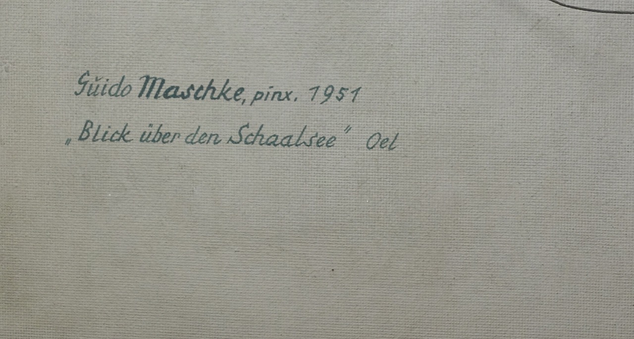 Guido Maschke: Ölgemälde Blick über den Schaalsee, signiert, erste Hälfte 20. Jahrhundert