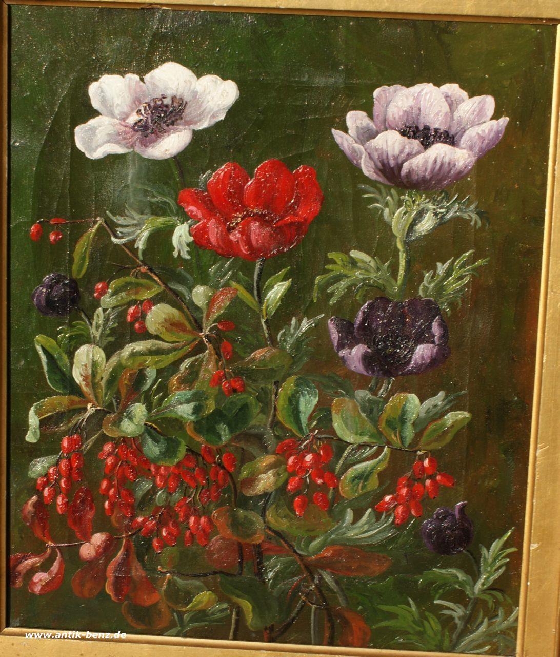 Anonymer Meister: Ölgemälde Blumenstillleben, 19. Jahrhundert