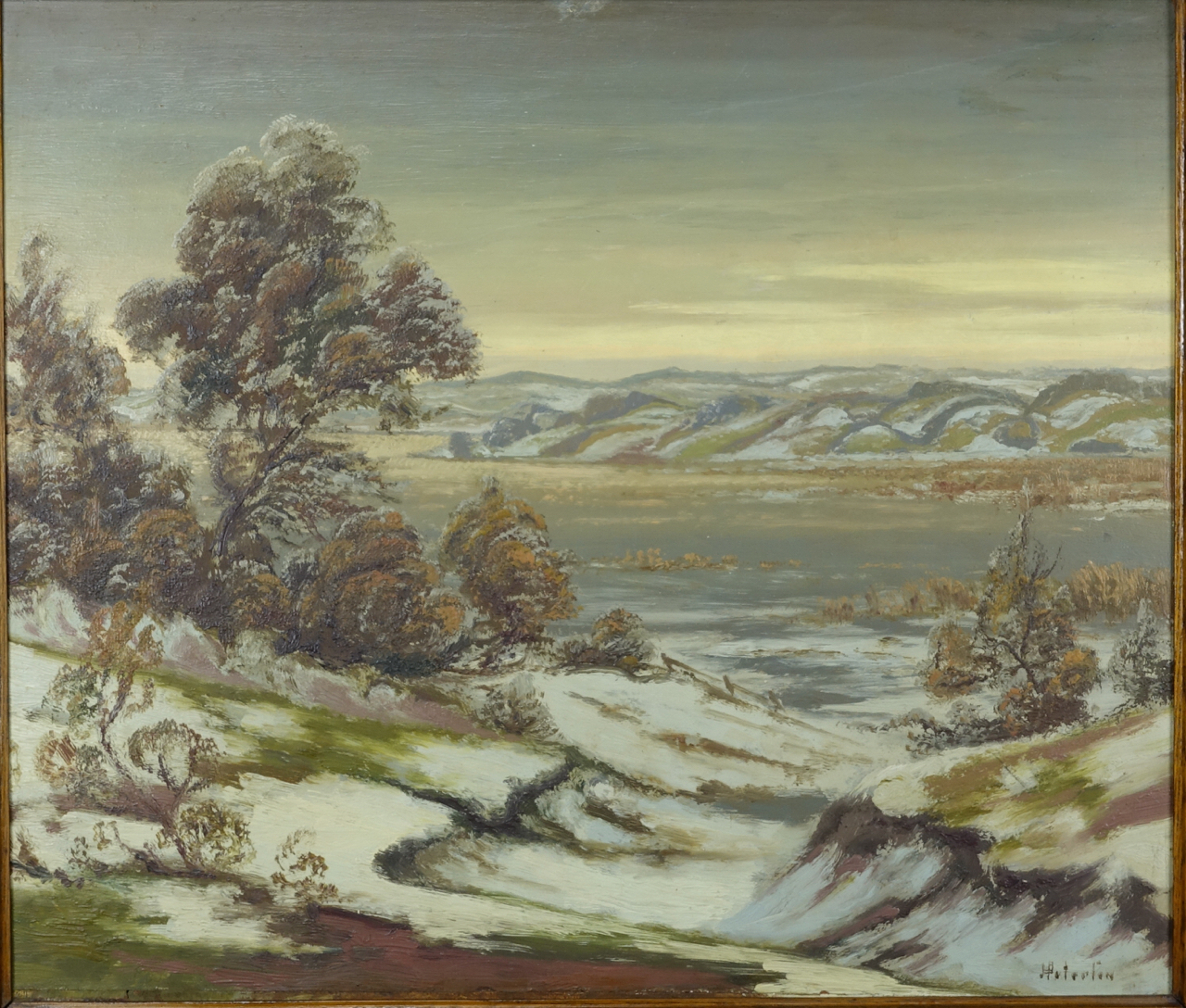 Heinrich Petersen: Ölgemälde Winter, signiert, Impressionismus, erste Hälfte 20. Jahrhundert